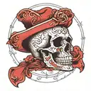 skull missing its lower jaw with two crossed pippetts below it tattoo design idea
