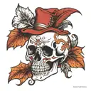skull missing its lower jaw with two crossed pippetts below it tattoo design idea