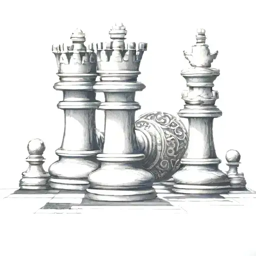 Realistic Detailed Queen Chess piece tattoo design idea
