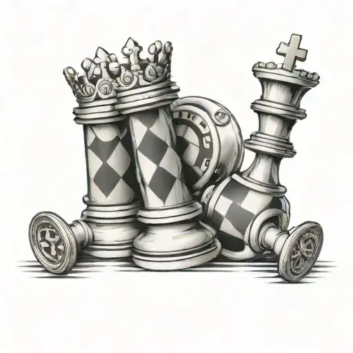 Realistic Detailed Queen Chess piece tattoo design idea