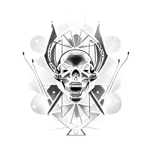 cyber sigil with memento mori imbedded tattoo design idea