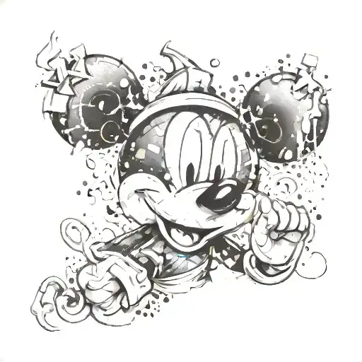 Mickey Mouse and the graffiti Gang  tattoo design idea