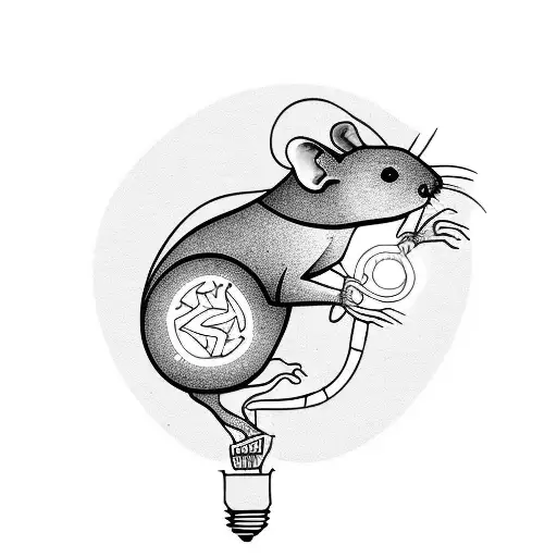 rat with a burning light bulb tattoo design idea