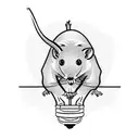 rat holding a light bulb in its paws tattoo design idea