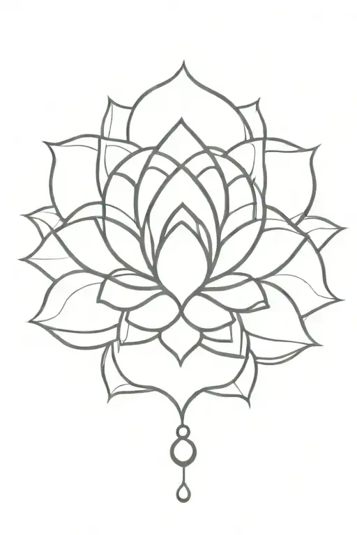 lotus unalome with evil eye symbol integrated tattoo design idea