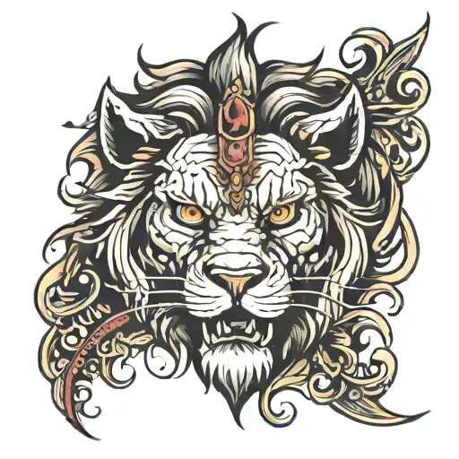 revenge tear eye angry lion tattoo design idea