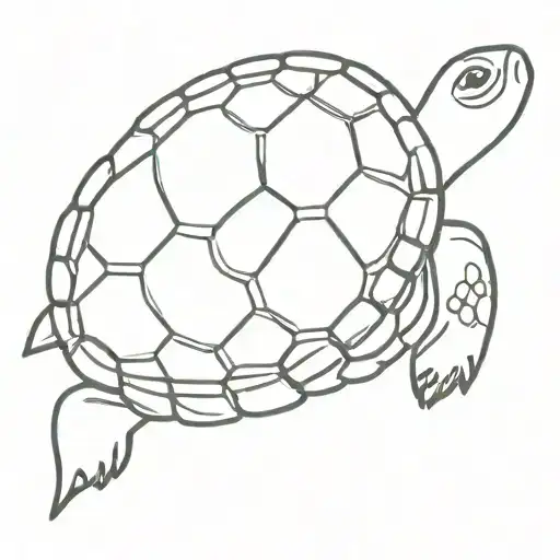 small fine line  turtle with the letters c and j  tattoo design idea