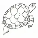 small fine line  turtle with the letters c and j  tattoo design idea