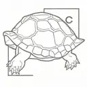 small fine line  turtle with the letters c and j  tattoo design idea