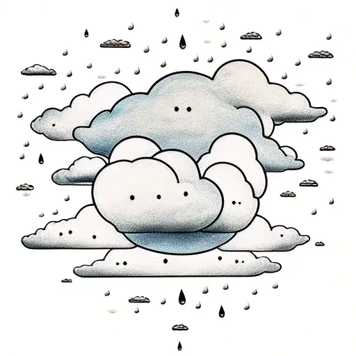 clouds with rain vs. sun  tattoo design idea