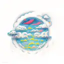 clouds with rain vs. sun  tattoo design idea