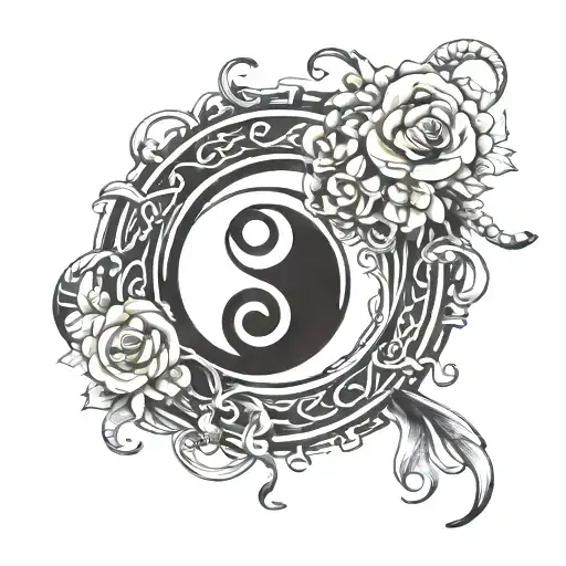 black belt wrapped around Ying yang symbol tattoo design idea