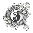 black belt wrapped around Ying yang symbol tattoo design idea