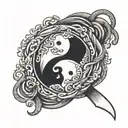 black belt wrapped around Ying yang symbol tattoo design idea