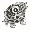 black belt wrapped around Ying yang symbol tattoo design idea