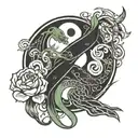 black belt wrapped around Ying yang symbol tattoo design idea