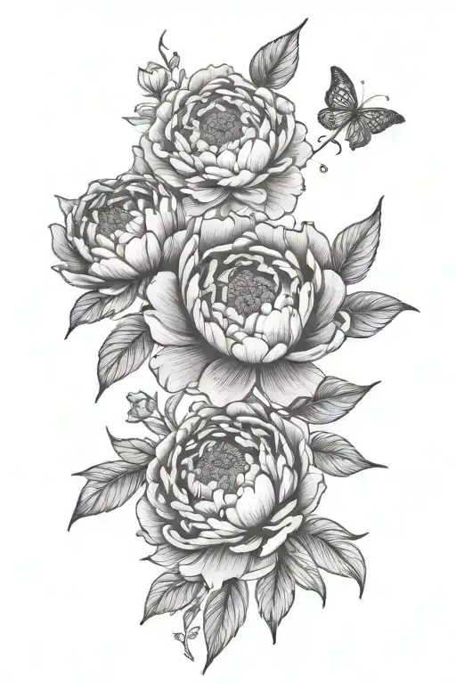 peony flowers with mandala design incorporating tattoo design idea
