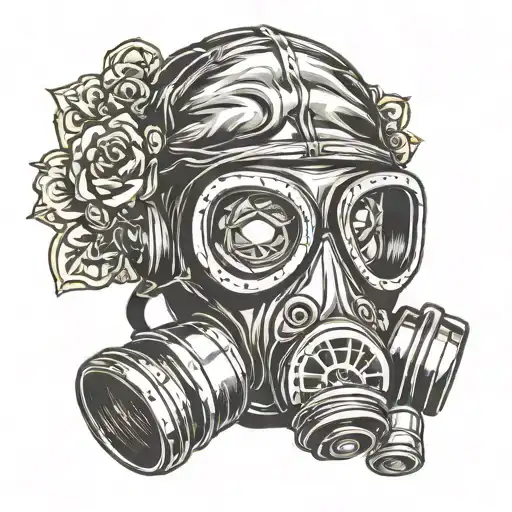 gas mask with biohazard symbol tattoo design idea