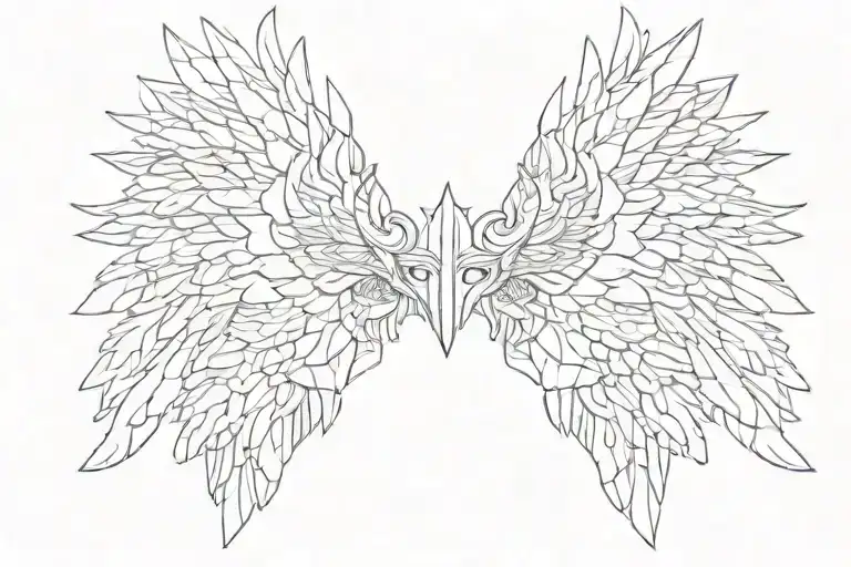 Valkyrie face with wings tattoo design idea