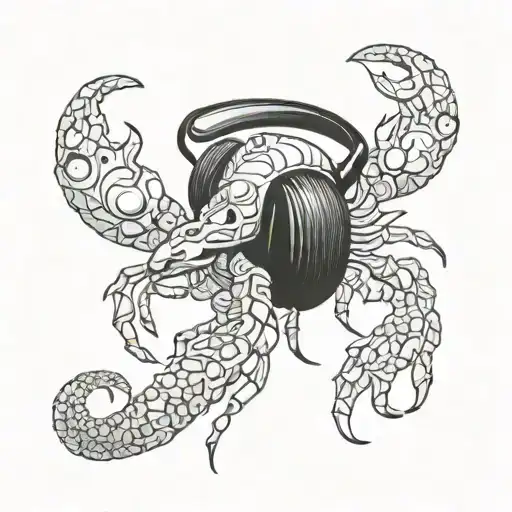 black scorpion with headphone  tattoo design idea