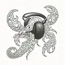 black scorpion with headphone  tattoo design idea
