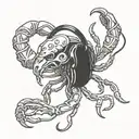 black scorpion with headphone  tattoo design idea