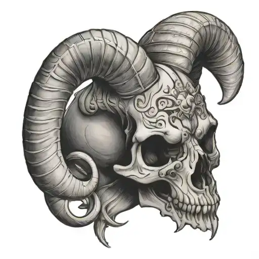 Aries skull tattoo design idea