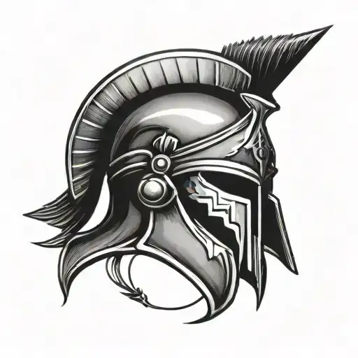spartan helmet with arrow piercing tattoo design idea