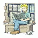 Fallout Vault Boy reading sitting on novels, idea surrounding him (from Dune, LoTR, mistborn, Mario Bros, Skyrim)  tattoo design idea