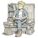 Fallout Vault Boy reading sitting on novels, idea surrounding him (from Dune, LoTR, mistborn, Mario Bros, Skyrim)  tattoo design idea