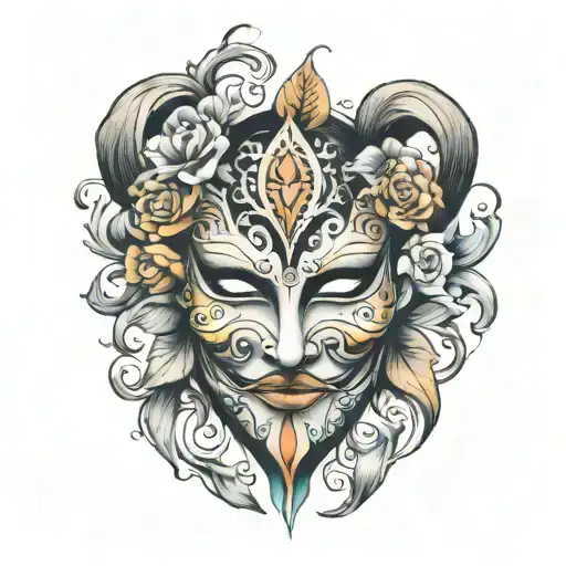 aloholics anonymous mask tattoo design idea