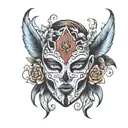 aloholics anonymous mask tattoo design idea