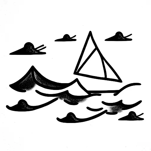 wave with a sail boat on it tattoo design idea