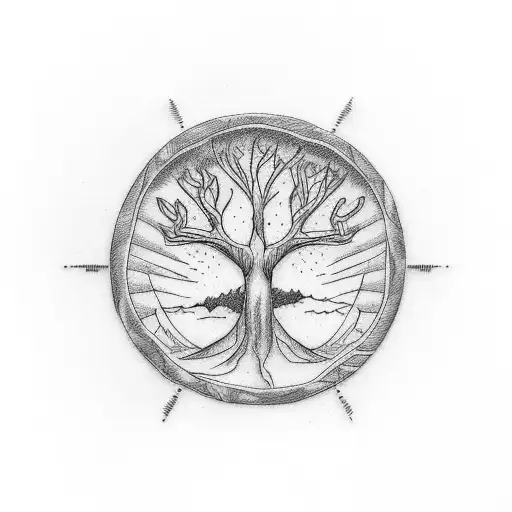 Vector black round tree with roots and branches outline silhouette drawing  illustration in circle isolated on white background.Tree of Life.Family tree  logo icon sign design.Tattoo.Sticker.Print decor Stock Vector | Adobe Stock