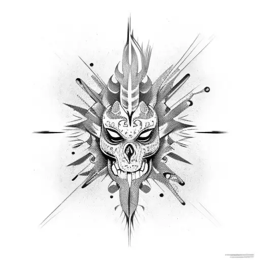 freehand lines, spiked and fluid forms tattoo design idea