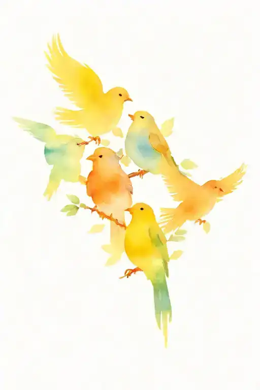 the words singing sweet songs, three little birds singing on a window, smoking tattoo design idea