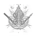Subramanya Swamy's weapon in a dotwork style tattoo design idea