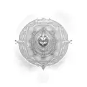 Subramanya Swamy's weapon in a dotwork style tattoo design idea