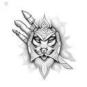 Subramanya Swamy's weapon in a dotwork style tattoo design idea