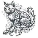 cat and fiddle tattoo design idea