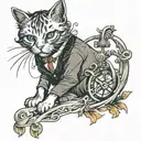 cat and fiddle tattoo design idea