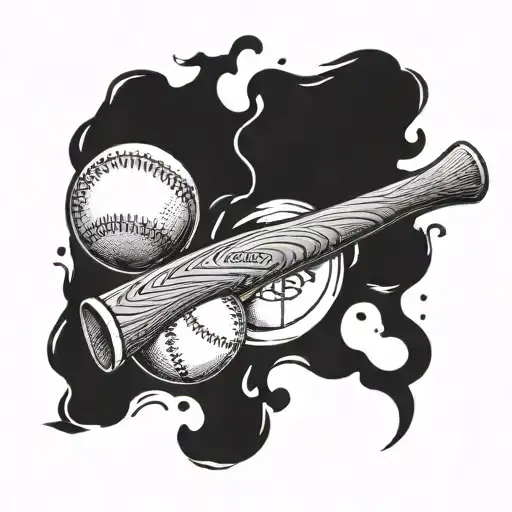 A baseball bat and ball morphing into a religious symbol with a motivational message underneath tattoo design idea