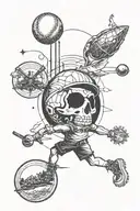A surrealistic interpretation of life's journey with baseball elements and motivational symbols tattoo design idea