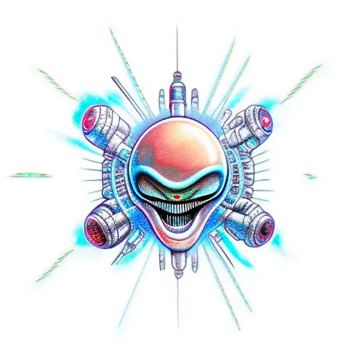cartoon alien third eye in space tattoo design idea