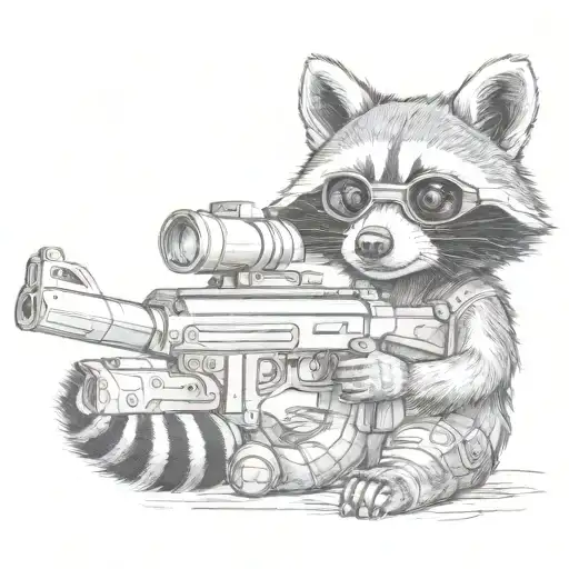 raccoon with goggles and gun tattoo design idea