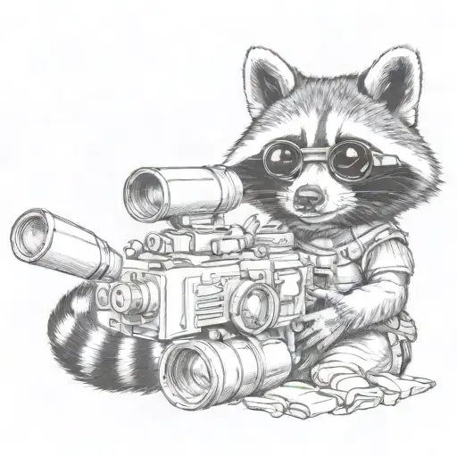 raccoon with goggles and gun tattoo design idea