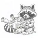 raccoon with goggles and gun tattoo design idea