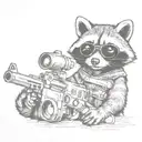 raccoon with goggles and gun tattoo design idea