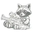 raccoon with goggles and gun tattoo design idea
