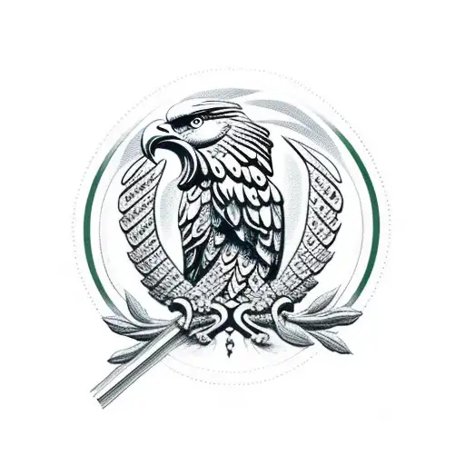 forest with polish eagle in front and holding Christian cross tattoo design idea